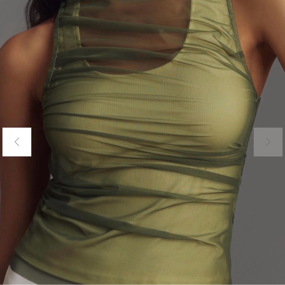 Anthropologie Olive Green mesh tank top